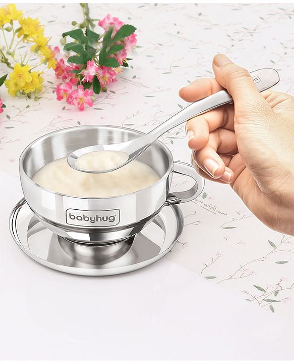Babyhug Double Wall Stainless Steel Feeding Bowl Set with Spoon