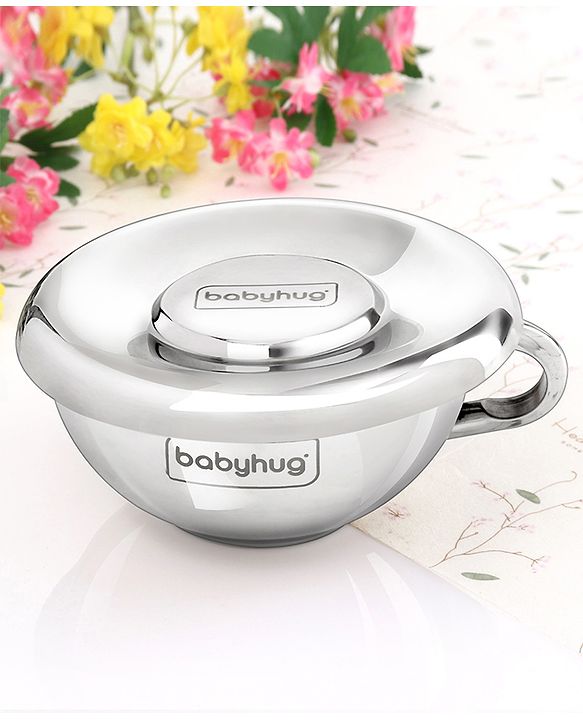 Babyhug Double Wall Stainless Steel Feeding Bowl Set with Spoon