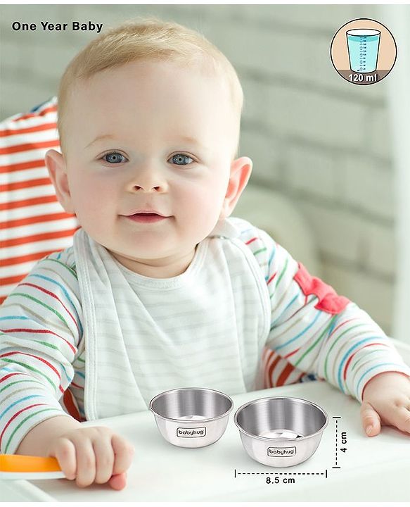 Babyhug Stainless Steel Feeding Bowl 150 ml - Set of 2
