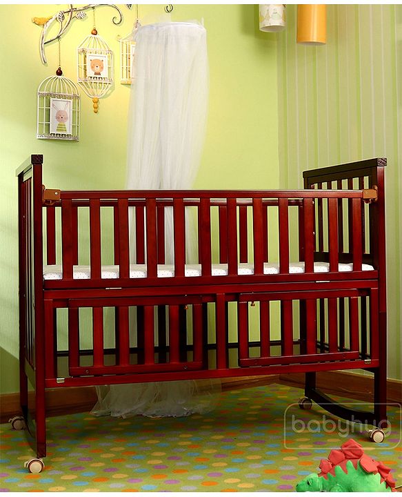 Babyhug Chester 3 in 1 Junior Bed cum Cot With Mattress- Dark Brown
