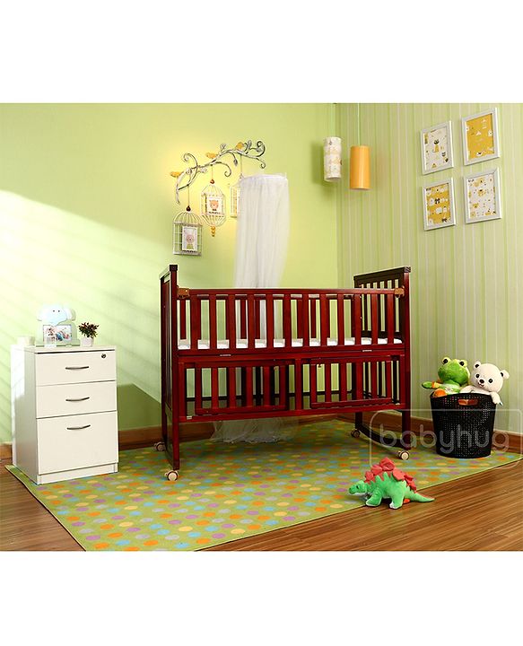 Babyhug Chester 3 in 1 Junior Bed cum Cot With Mattress- Dark Brown