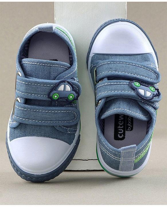 Cute Walk by Babyhug Canvas Shoes Car Patch - Light Blue