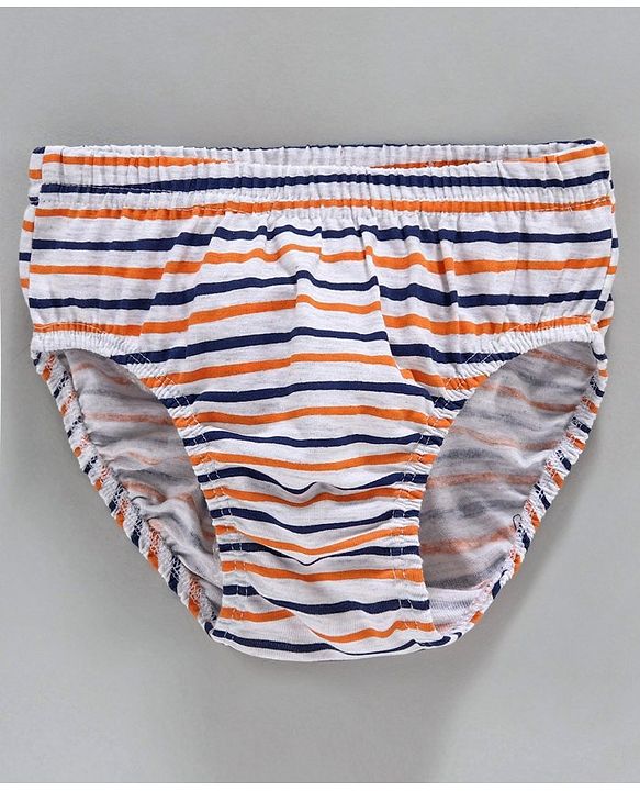 Babyhug 100% Cotton Briefs Dino Print Pack of 3 - White Orange