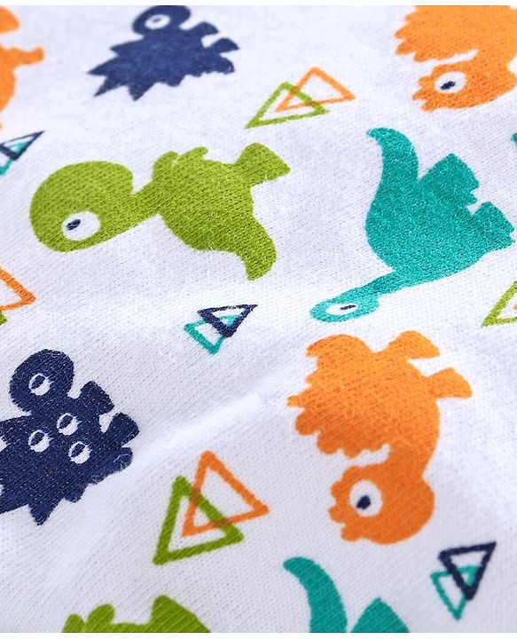 Babyhug 100% Cotton Briefs Dino Print Pack of 3 - White Orange