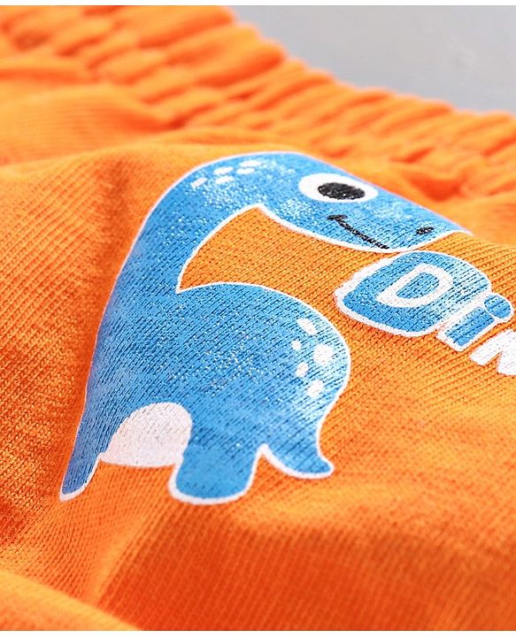 Babyhug 100% Cotton Briefs Dino Print Pack of 3 - White Orange