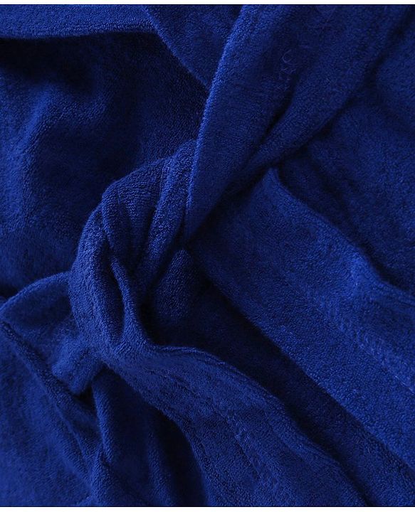 Babyhug Full Sleeves Hooded Bathrobe Fish Embroidery - Blue