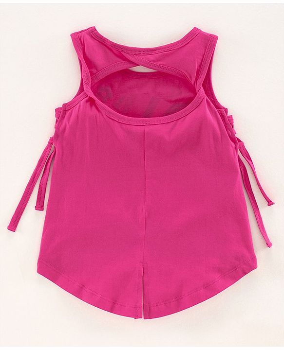 Babyhug Sleeveless High Low Top Bird Print - Pink