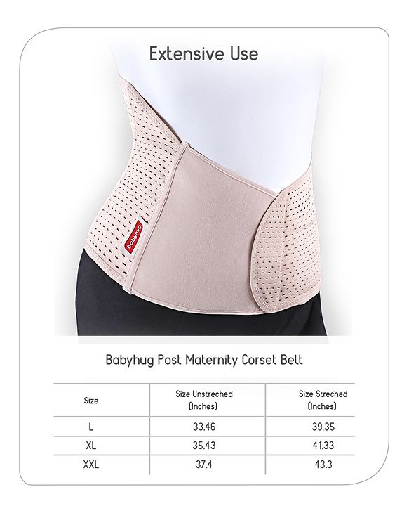 Babyhug Large Size Post Maternity Belly Support & Reshaping Corset Belt - Beige