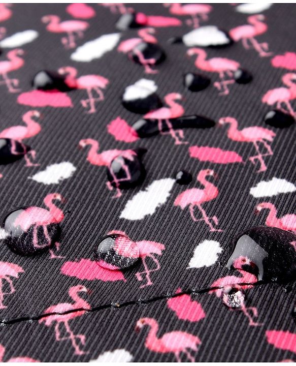 Babyhug Diaper Bag Black Flamingo Print - Maroon