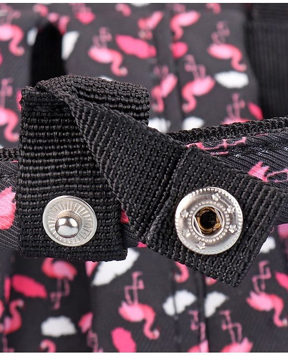Babyhug Diaper Bag Black Flamingo Print - Maroon