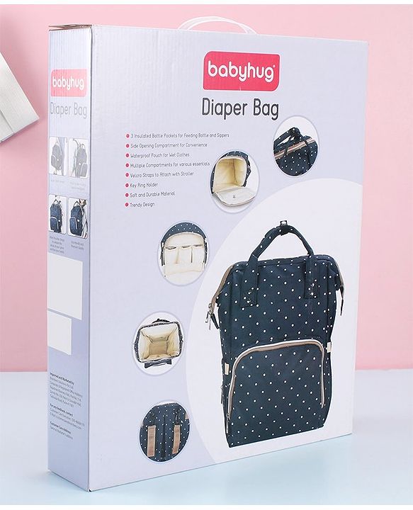 Babyhug Diaper Bag Black Flamingo Print - Maroon