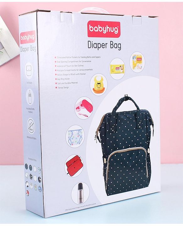 Babyhug Diaper Bag Black Flamingo Print - Maroon