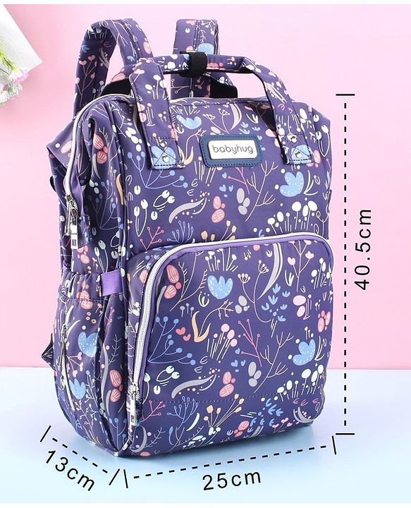 Babyhug Backpack Style Diaper Bag Floral Print - Purple