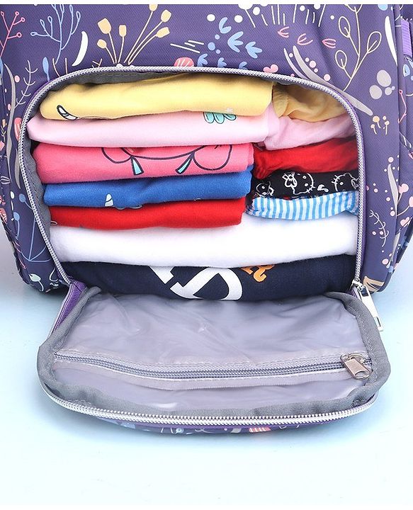 Babyhug Backpack Style Diaper Bag Floral Print - Purple