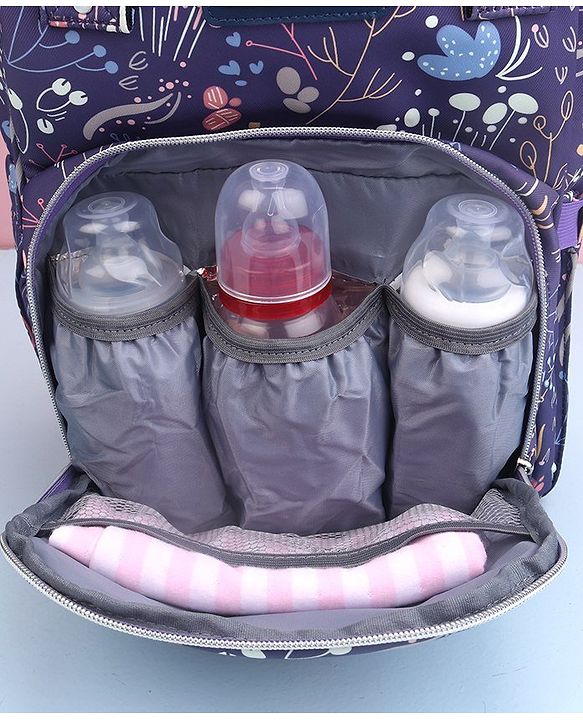 Babyhug Backpack Style Diaper Bag Floral Print - Purple