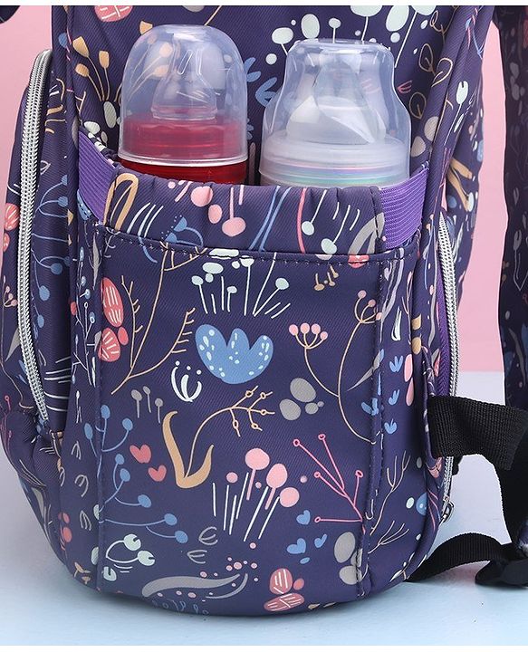 Babyhug Backpack Style Diaper Bag Floral Print - Purple