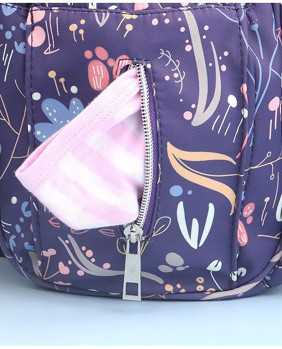 Babyhug Backpack Style Diaper Bag Floral Print - Purple