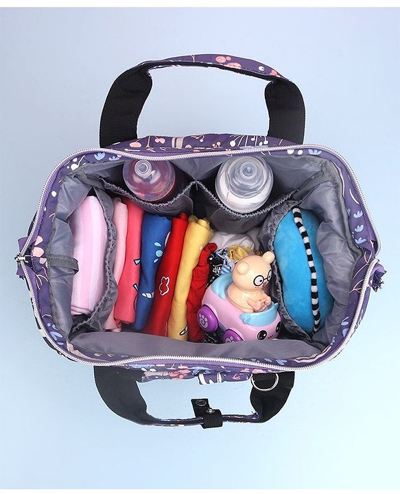 Babyhug Backpack Style Diaper Bag Floral Print - Purple