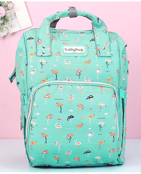 Babyhug Diaper Bag Flamingo Print - Green