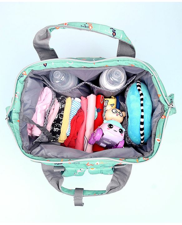 Babyhug Diaper Bag Flamingo Print - Green