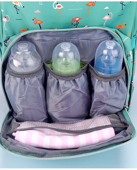 Babyhug Diaper Bag Flamingo Print - Green