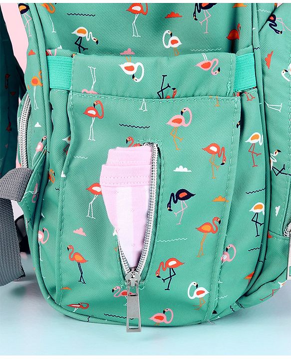 Babyhug Diaper Bag Flamingo Print - Green