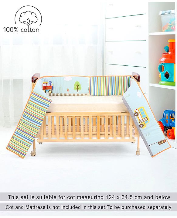 Babyhug Premium Cotton Crib Bumper Regular -Transport Theme (Cot not Included)