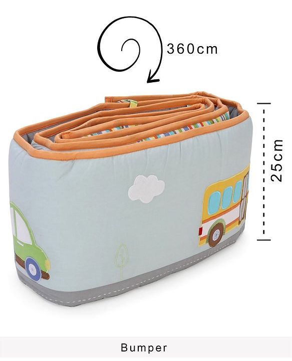 Babyhug Premium Cotton Crib Bumper Regular -Transport Theme (Cot not Included)