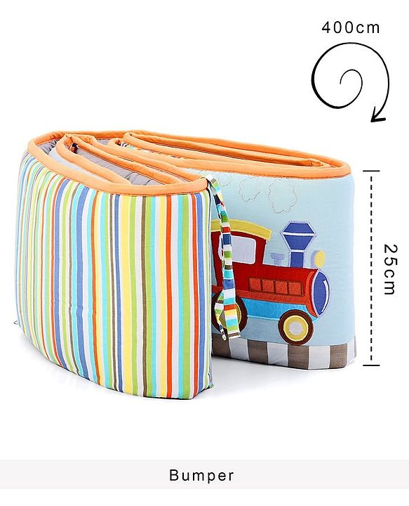 Babyhug Premium Cotton Crib Bumper Large -Transport Theme (Cot not Included)