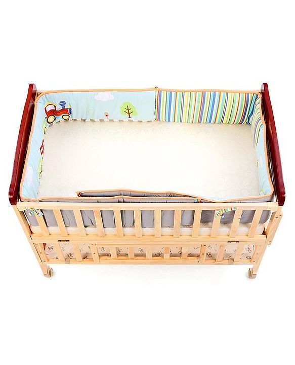 Babyhug Premium Cotton Crib Bumper Large -Transport Theme (Cot not Included)