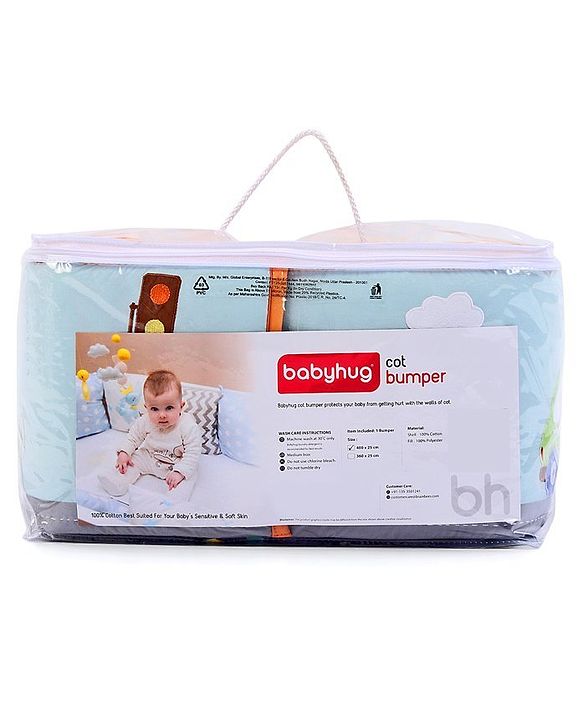 Babyhug Premium Cotton Crib Bumper Large -Transport Theme (Cot not Included)