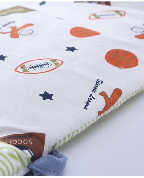 Babyhug Premium Cotton Head Support Bumper with Fitted Sheet for Cradle- Sports Theme