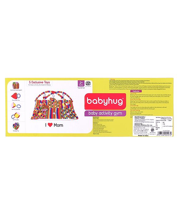 Babyhug I Love Mom Applique Twist N Fold Activity Play Gym - Multicolour