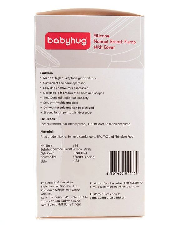 Babyhug Premium Silicone Manual Breast Pump - White