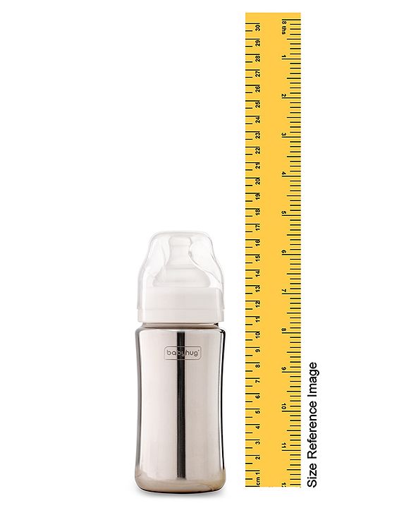 Babyhug  Stainless Steel Feeding Bottle with Leak-Proof Cap & Silicone Nipple  300 ml | BPA Free| Durable| Milk Feeding | 304 Grade | Newborn
