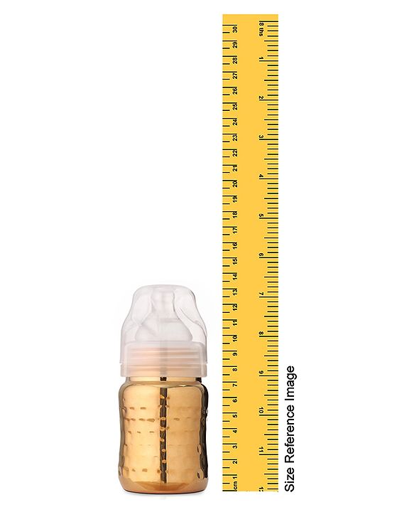 Babyhug  Stainless Steel Feeding Bottle with Leak-Proof Cap & Silicone Nipple, Golden  200 ml | BPA Free| Durable| Milk Feeding | 304 Grade | Newborn