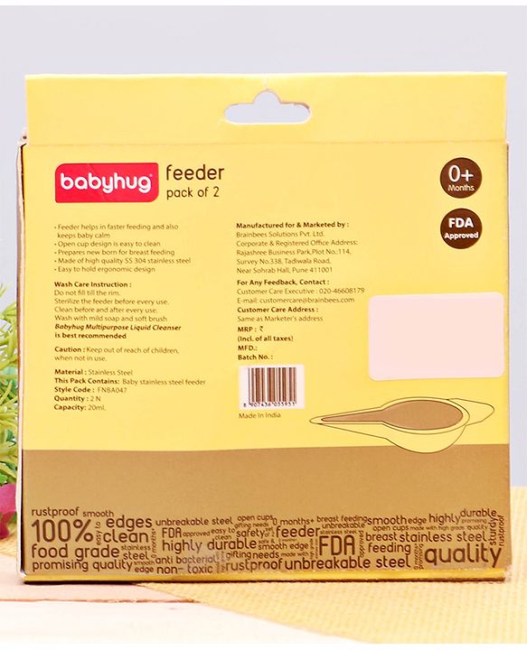 Babyhug Baby Stainless Steel Feeders Pack of 2 - 20 ml Each