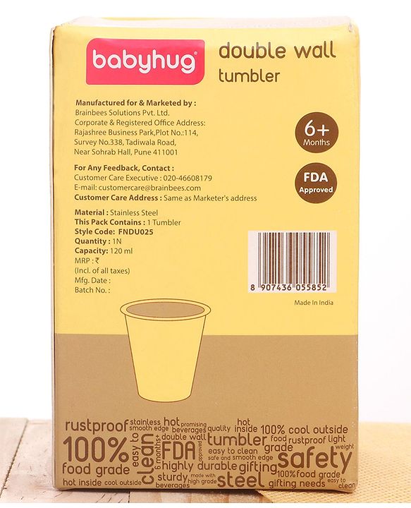 Babyhug Stainless Steel Insulated Tumbler - 120 ml