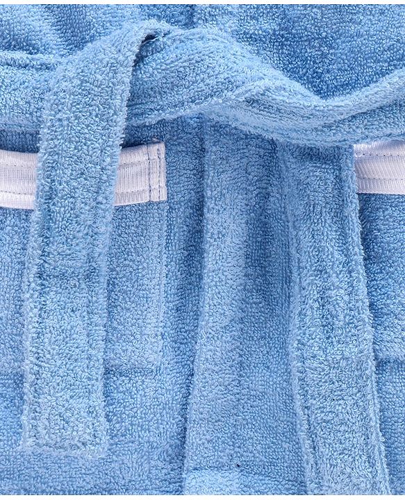 Babyhug Hooded Bathrobe Prince Embroidery - Blue
