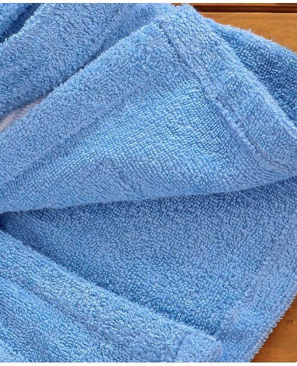 Babyhug Hooded Bathrobe Prince Embroidery - Blue