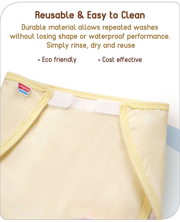 Babyhug Waterproof Nappy Small Size Set of 3 - Yellow Pink Blue