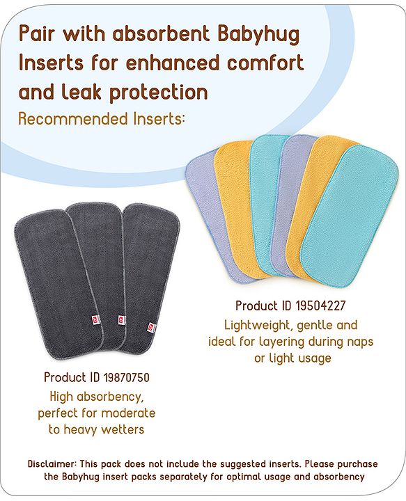 Babyhug Waterproof Nappy Small Size Set of 3 - Yellow Pink Blue