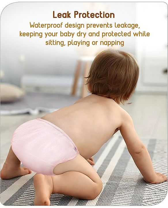 Babyhug Waterproof Nappy Small Size Set of 3 - Yellow Pink Blue