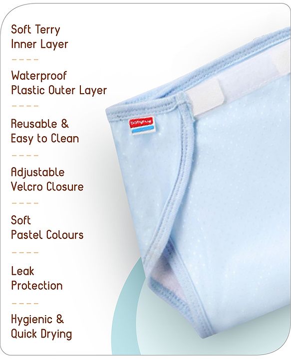 Babyhug Waterproof Nappy Small  Size Set of 3 - Yellow Pink Blue