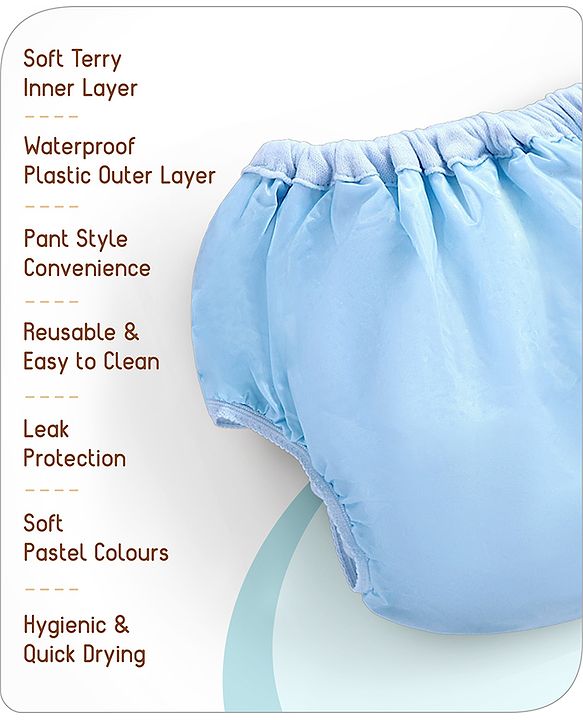 Babyhug Waterproof Nappy With Elastic Small Set of 3 - Pink Blue Yellow