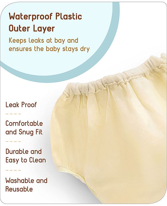 Babyhug Waterproof Nappy With Elastic Small Set of 3 - Pink Blue Yellow