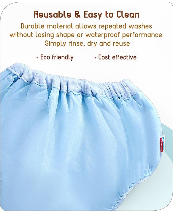 Babyhug Waterproof Nappy With Elastic Small Set of 3 - Pink Blue Yellow