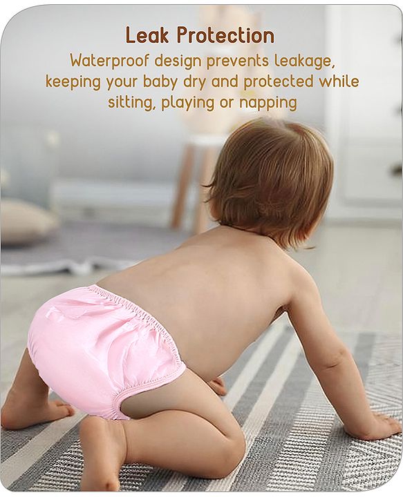Babyhug Waterproof Nappy With Elastic Small Set of 3 - Pink Blue Yellow