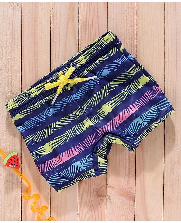 Babyhug Swimming Trunks Swan Print - Multicolor