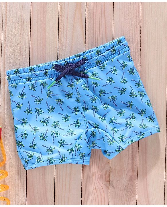 Babyhug Swimming Trunks Palm Tree Print - Blue